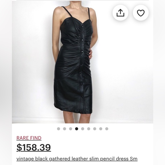 Sexy Leather Y2K Snap Front Dress - Picture 2 of 9